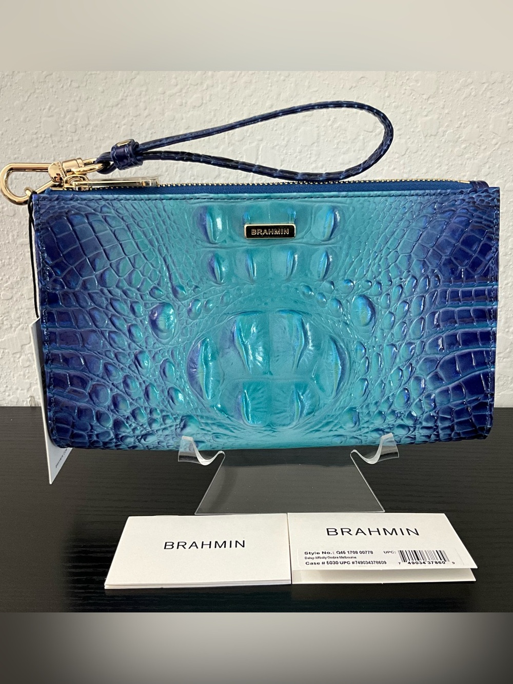 Brahmin Daisy AFFINITY OMBRÉ MELBOURNE Wristlet Clutch W/2 Eyes NWT